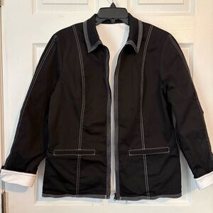 Reversible Black Jacket With White Stitching Women’s Size Small Zip Closure